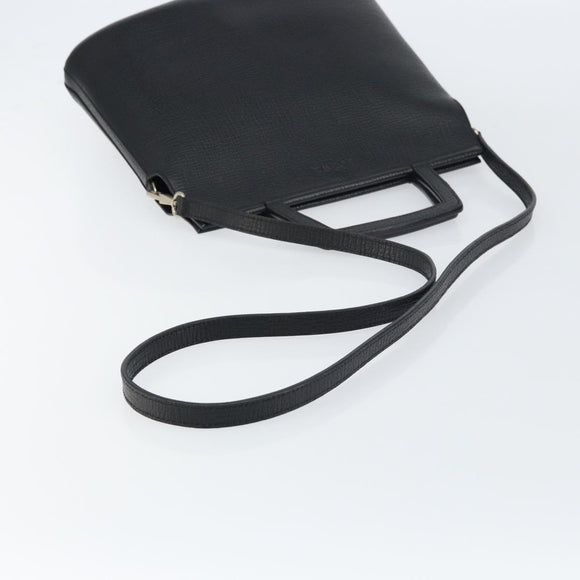 LOEWE Handtasche Leder 2-Wege Schwarz Silber Auth 156814