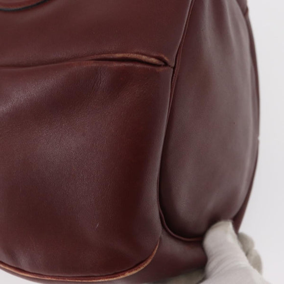 CARTIER Must Line Shoulder Bag Leather Bordeaux Gold Auth 156815