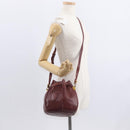 CARTIER Must Line Shoulder Bag Leather Bordeaux Gold Auth 156815-19