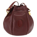 CARTIER Must Line Shoulder Bag Leather Bordeaux Gold Auth 156815-3