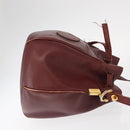 CARTIER Must Line Shoulder Bag Leather Bordeaux Gold Auth 156815-4