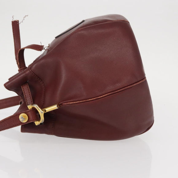 CARTIER Must Line Shoulder Bag Leather Bordeaux Gold Auth 156815