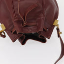 CARTIER Must Line Shoulder Bag Leather Bordeaux Gold Auth 156815-6