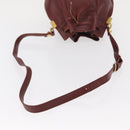 CARTIER Must Line Shoulder Bag Leather Bordeaux Gold Auth 156815-7