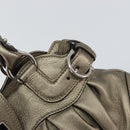 Salvatore Ferragamo Gancini Hand Bag Leather Silver Auth 156816-14