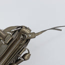 Salvatore Ferragamo Gancini Hand Bag Leather Silver Auth 156816-17