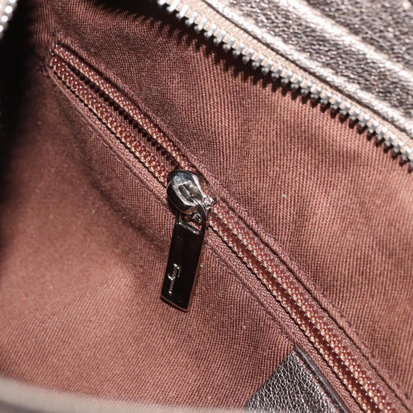 Salvatore Ferragamo Gancini Hand Bag Leather Silver Auth 156816