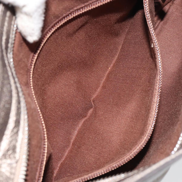 Salvatore Ferragamo Gancini Hand Bag Leather Silver Auth 156816