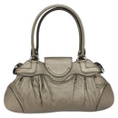 Salvatore Ferragamo Gancini Hand Bag Leather Silver Auth 156816-3