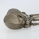 Salvatore Ferragamo Gancini Hand Bag Leather Silver Auth 156816-4