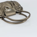 Salvatore Ferragamo Gancini Hand Bag Leather Silver Auth 156816-7