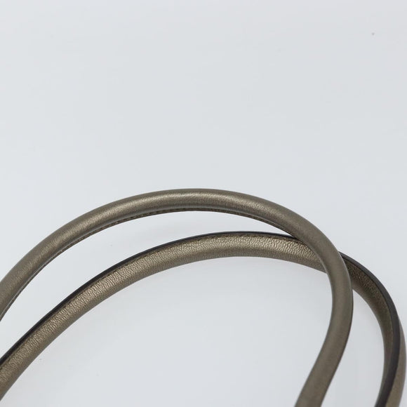 Salvatore Ferragamo Gancini Hand Bag Leather Silver Auth 156816