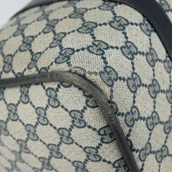 GUCCI GG Supreme Sherry Line Boston Bag PVC Navy Gold Auth 156820