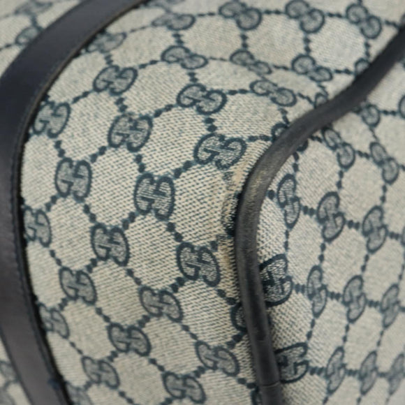 GUCCI GG Supreme Sherry Line Boston Bag PVC Navy Gold Auth 156820