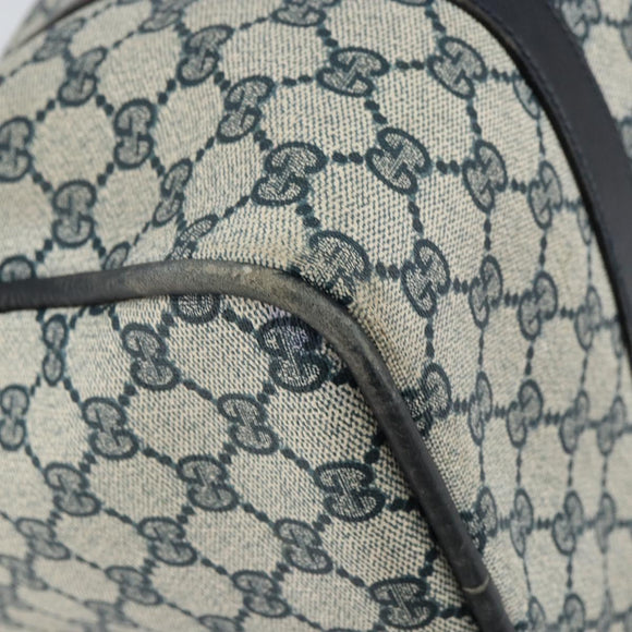 GUCCI GG Supreme Sherry Line Boston Bag PVC Navy Gold Auth 156820