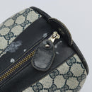 GUCCI GG Supreme Sherry Line Boston Bag PVC Navy Gold Auth 156820-15