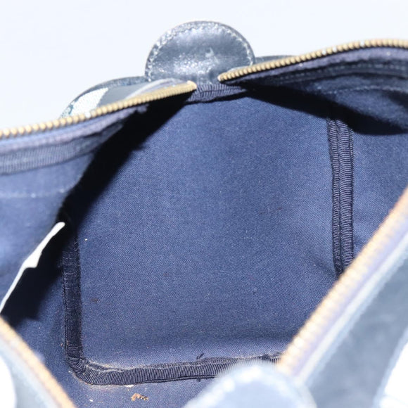 GUCCI GG Supreme Sherry Line Boston Bag PVC Navy Gold Auth 156820