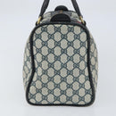 GUCCI GG Supreme Sherry Line Boston Bag PVC Navy Gold Auth 156820-4