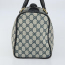 GUCCI GG Supreme Sherry Line Boston Bag PVC Navy Gold Auth 156820-5