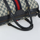 GUCCI GG Supreme Sherry Line Boston Bag PVC Navy Gold Auth 156820-7