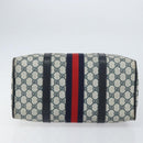 GUCCI GG Supreme Sherry Line Boston Bag PVC Navy Gold Auth 156820-9