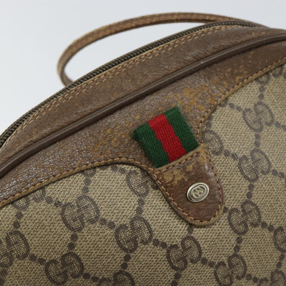 GUCCI GG Supreme Web Sherry Line Bag PVC Beige Gold 89 02 066 Auth 156823