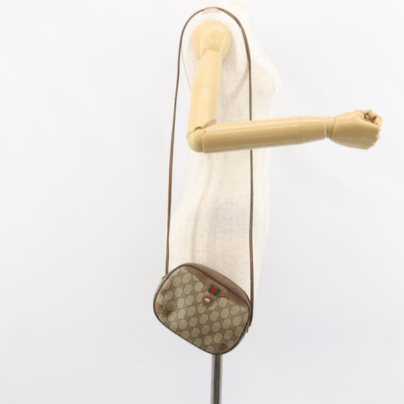 GUCCI GG Supreme Web Sherry Line Bag PVC Beige Gold 89 02 066 Auth 156823