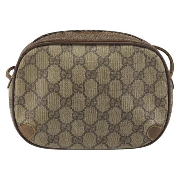 GUCCI GG Supreme Web Sherry Line Bag PVC Beige Gold 89 02 066 Auth 156823