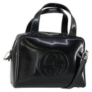 GUCCI Soho Hand Bag Enamel 2way Black Silver 000 1274 0505 Auth 156826-1