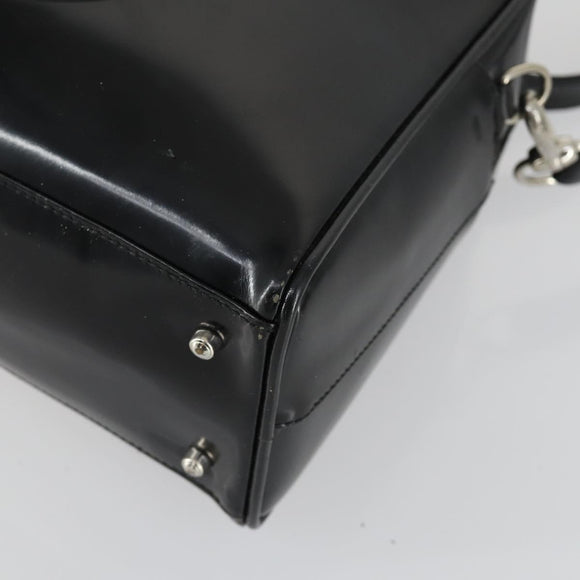GUCCI Soho Hand Bag Enamel 2way Black Silver 000 1274 0505 Auth 156826