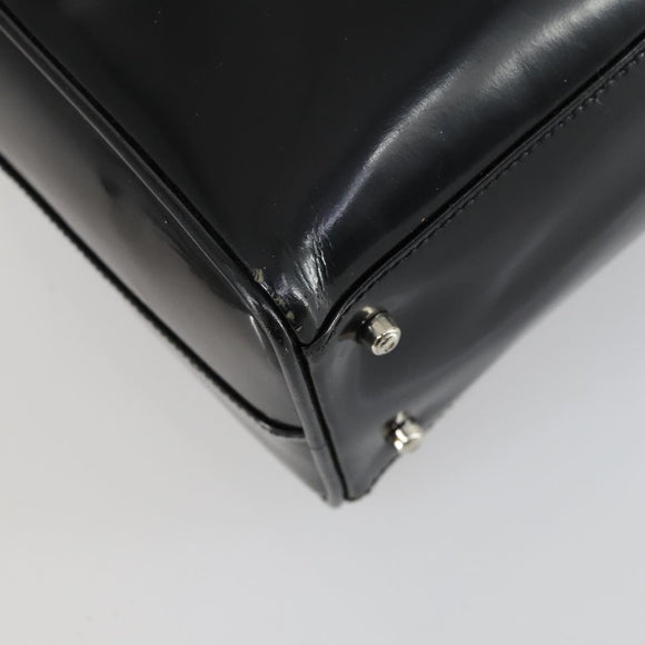 GUCCI Soho Hand Bag Enamel 2way Black Silver 000 1274 0505 Auth 156826