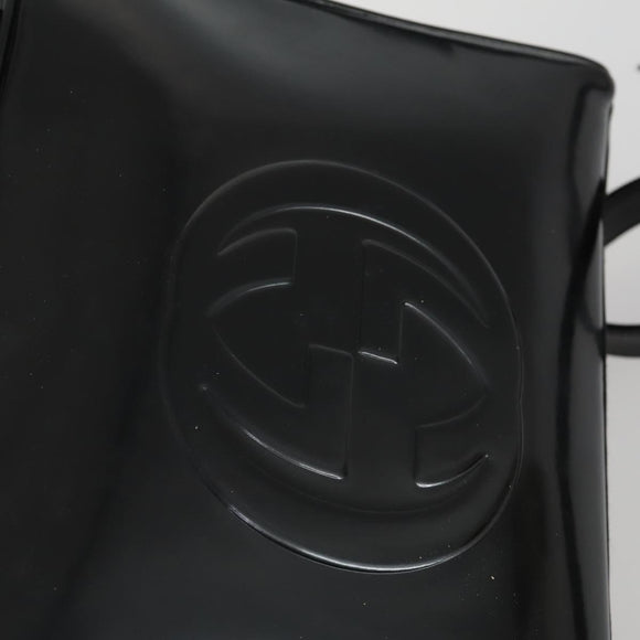 GUCCI Soho Hand Bag Enamel 2way Black Silver 000 1274 0505 Auth 156826
