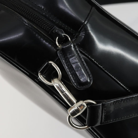 GUCCI Soho Hand Bag Enamel 2way Black Silver 000 1274 0505 Auth 156826
