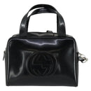 GUCCI Soho Hand Bag Enamel 2way Black Silver 000 1274 0505 Auth 156826-13