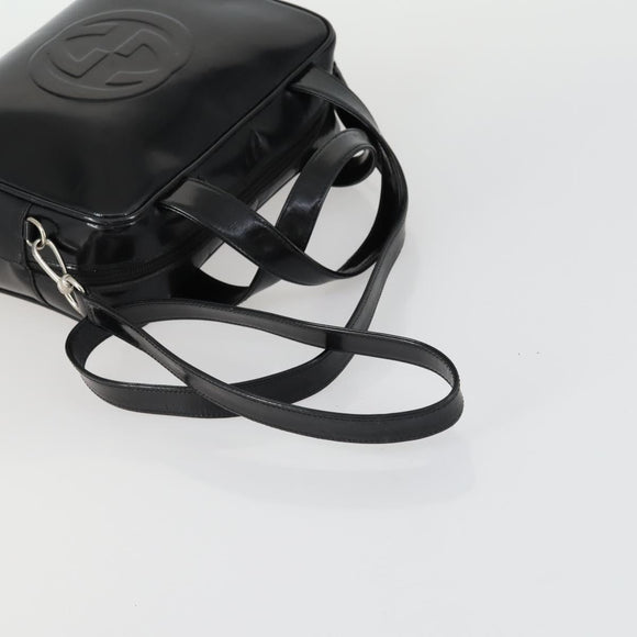 GUCCI Soho Hand Bag Enamel 2way Black Silver 000 1274 0505 Auth 156826