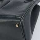 GUCCI Bamboo Hand Bag Leather Gold Navy 000 1364 0316 Auth 156828-10