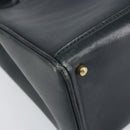 GUCCI Bamboo Hand Bag Leather Gold Navy 000 1364 0316 Auth 156828-11