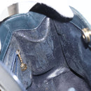 GUCCI Bamboo Hand Bag Leather Gold Navy 000 1364 0316 Auth 156828-16