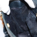 GUCCI Bamboo Hand Bag Leather Gold Navy 000 1364 0316 Auth 156828-17