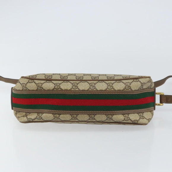 GUCCI GG Supreme Web Sherry Line Bag PVC Beige Gold 001 37 0443 Auth 156829