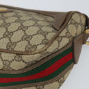 GUCCI GG Supreme Web Sherry Line Bag PVC Beige Gold 001 37 0443 Auth 156829-11