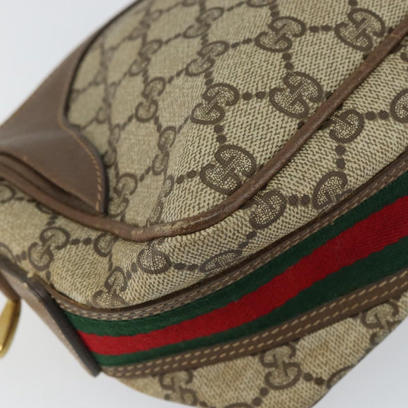 GUCCI GG Supreme Web Sherry Line Bag PVC Beige Gold 001 37 0443 Auth 156829