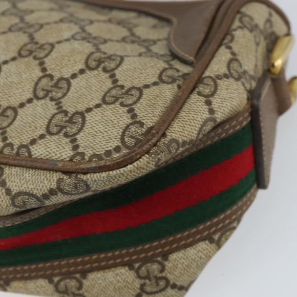 GUCCI GG Supreme Web Sherry Line Bag PVC Beige Gold 001 37 0443 Auth 156829