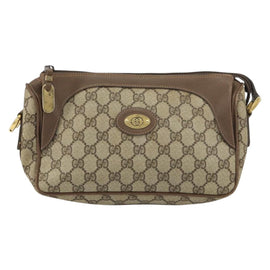 GUCCI GG Supreme Web Sherry Line Bag PVC Beige Gold 001 37 0443 Auth 156829 - 0