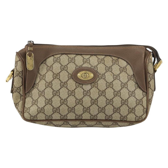 GUCCI GG Supreme Web Sherry Line Bag PVC Beige Gold 001 37 0443 Auth 156829