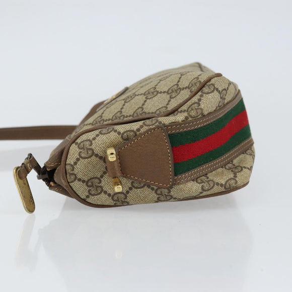 GUCCI GG Supreme Web Sherry Line Bag PVC Beige Gold 001 37 0443 Auth 156829