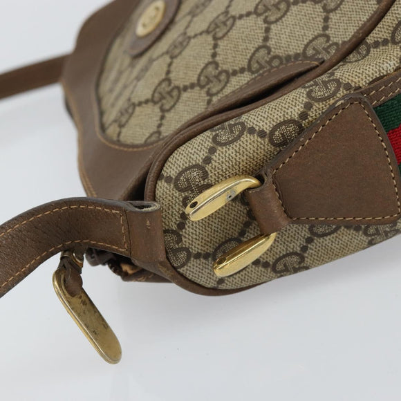 GUCCI GG Supreme Web Sherry Line Bag PVC Beige Gold 001 37 0443 Auth 156829