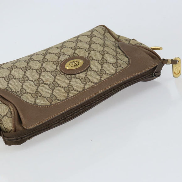 GUCCI GG Supreme Web Sherry Line Bag PVC Beige Gold 001 37 0443 Auth 156829