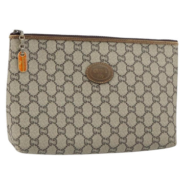 GUCCI GG Plus Supreme Clutch Bag PVC Beige Auth 156830