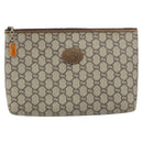 GUCCI GG Plus Supreme Clutch Bag PVC Beige Auth 156830-2